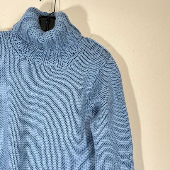 Vintage Gap Sweater Womens L Blue Pullover Chunky Knit Turtleneck Wool Blend - Picture 3 of 6